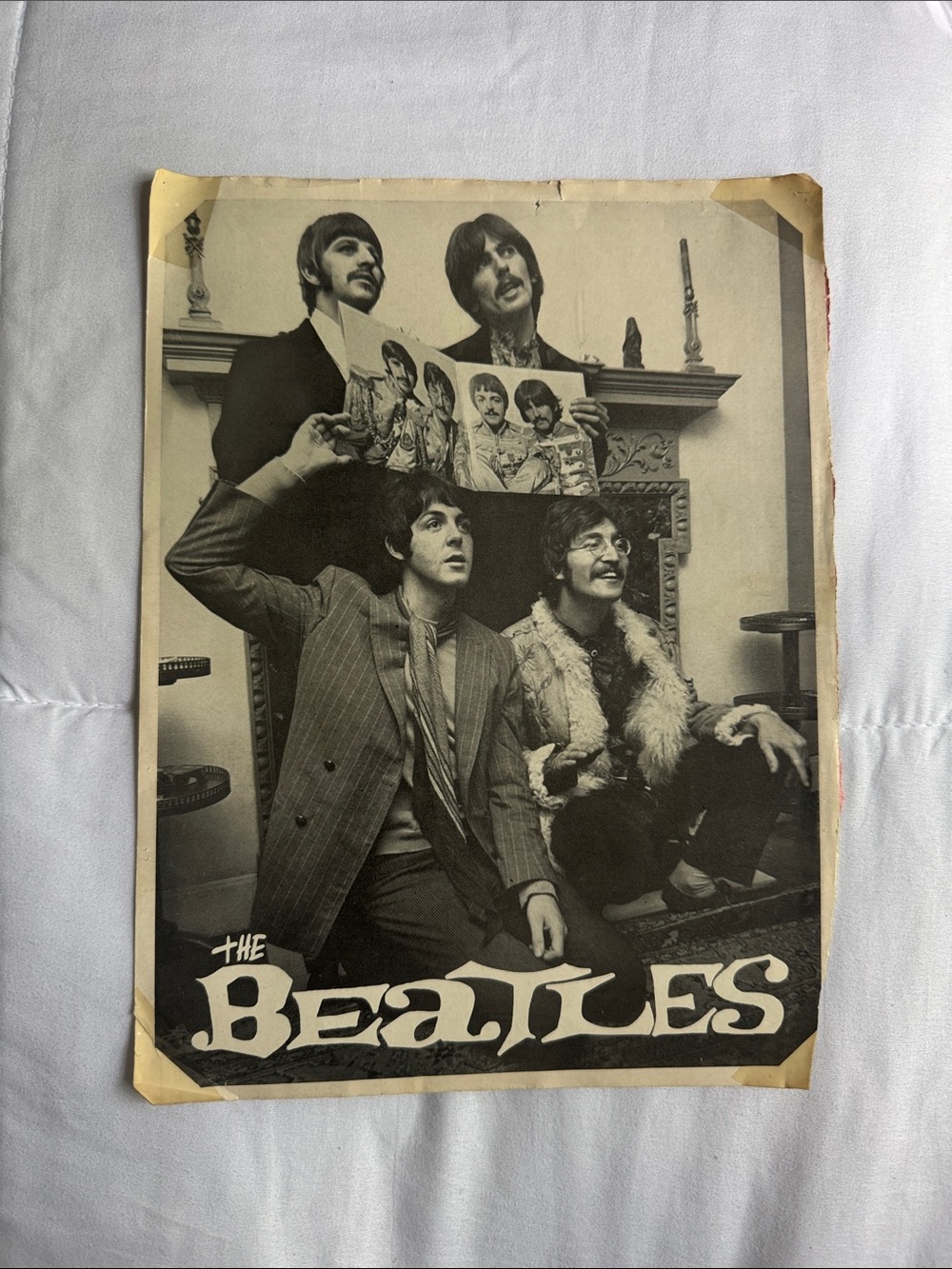 Vintage 1960s Beatles Magazine Pinup Poster Cutout Sgt Pepper Press Launch Photo